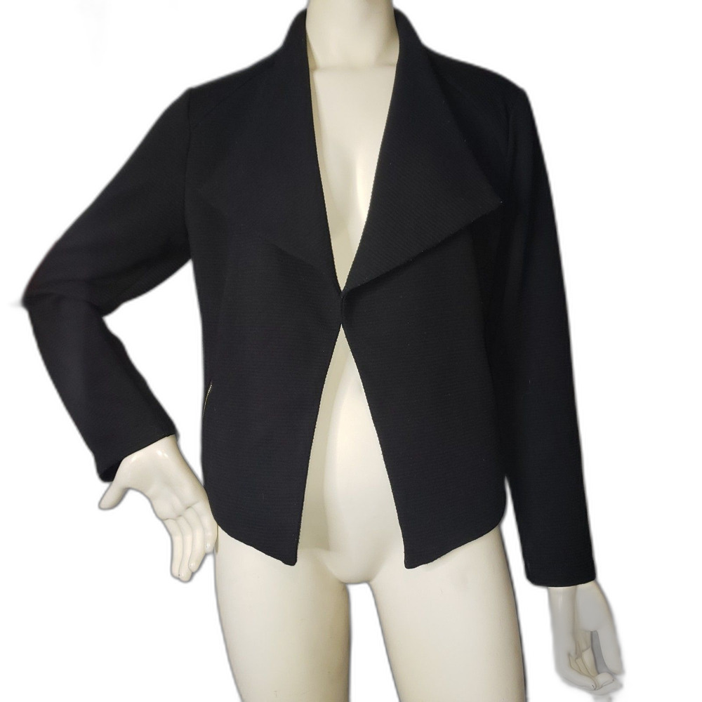 CALVIN KLEIN Black Ribbed Blazer Jacket Womens Size Medium